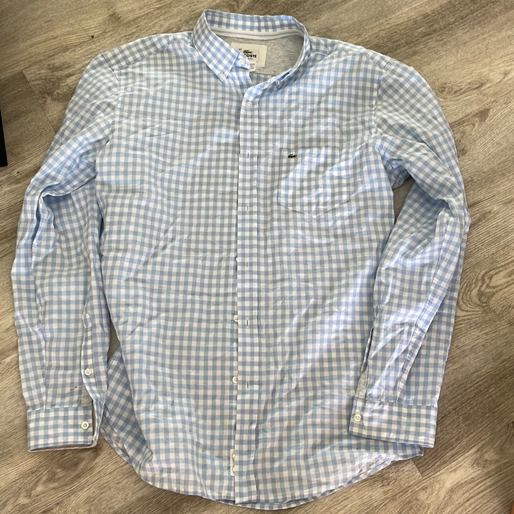 Lacoste gingham shirt size 42 Large